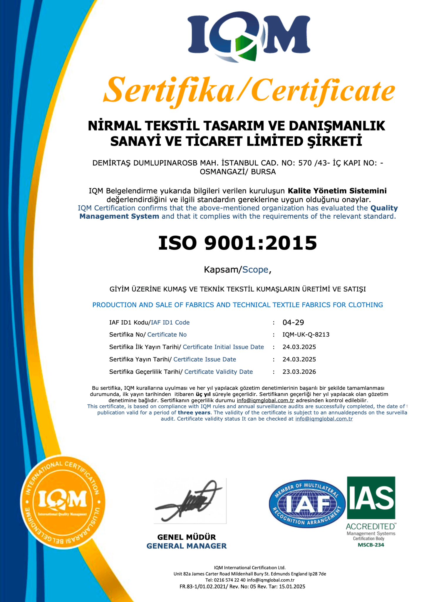 ISO 9001:2015 Certificate